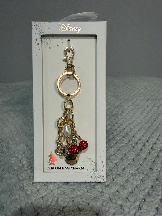 Disney Accessories - Disney Gold-Tone Clip-On Charm with Red Berry and Pearl Accents